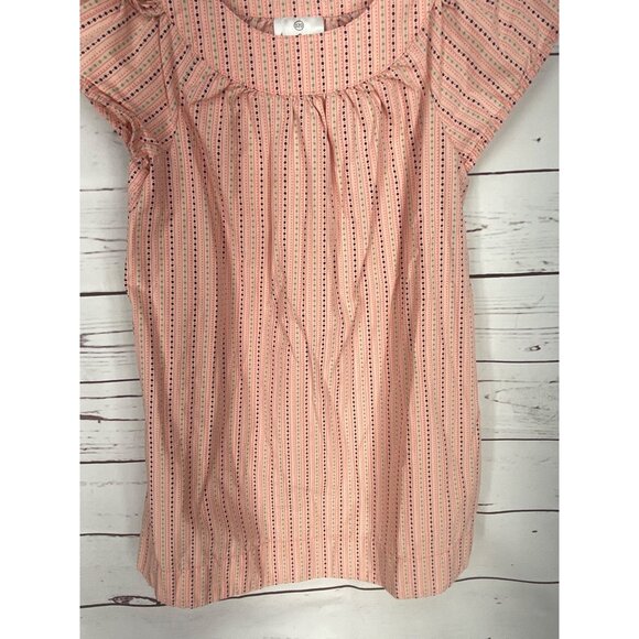 Hanna Andersson Poplin Tunic Dress Pink pattern flutter sleeves 120 Girls Size 8 - Picture 4 of 8